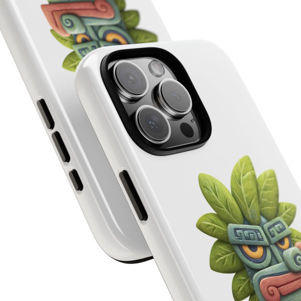 Mythical Stone Statue with Leaf Details Tropical Totem iPhone Case - Image 102