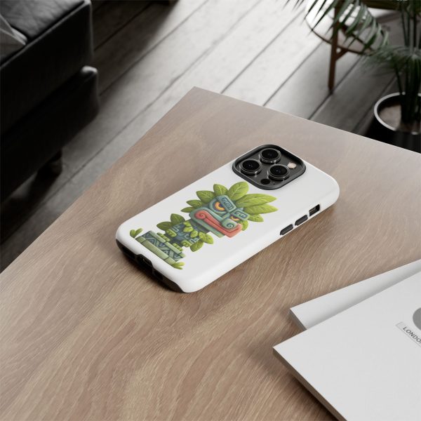 Mythical Stone Statue with Leaf Details Tropical Totem iPhone Case - Image 40