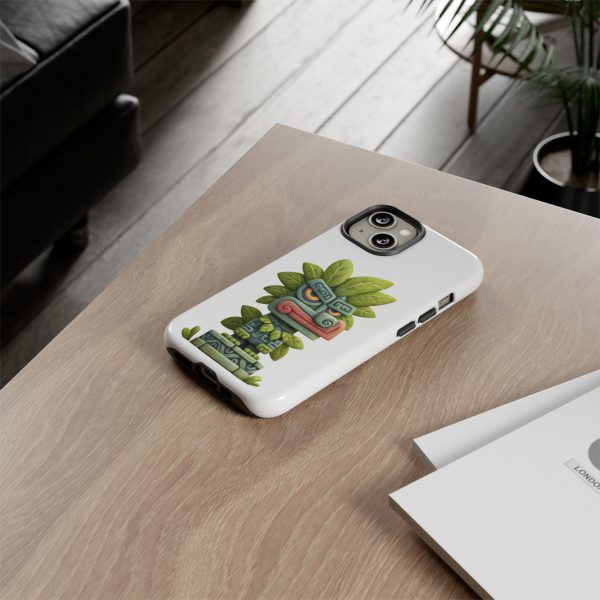 Mythical Stone Statue with Leaf Details Tropical Totem iPhone Case - Image 28