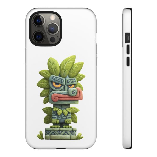 Mythical Stone Statue with Leaf Details Tropical Totem iPhone Case - Image 8