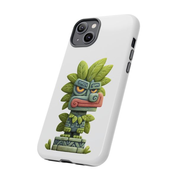 Mythical Stone Statue with Leaf Details Tropical Totem iPhone Case - Image 42