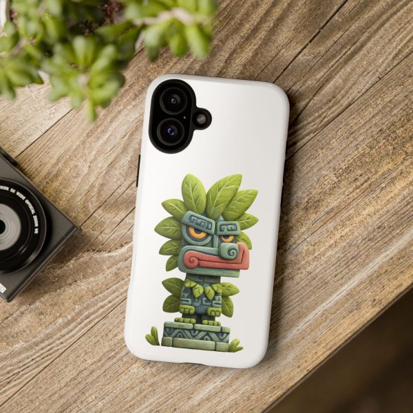 Mythical Stone Statue with Leaf Details Tropical Totem iPhone Case - Image 88