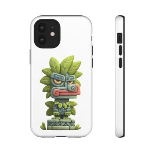 Mythical Stone Statue with Leaf Details Tropical Totem iPhone Case