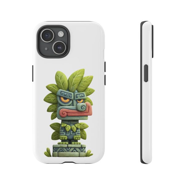 Mythical Stone Statue with Leaf Details Tropical Totem iPhone Case - Image 57