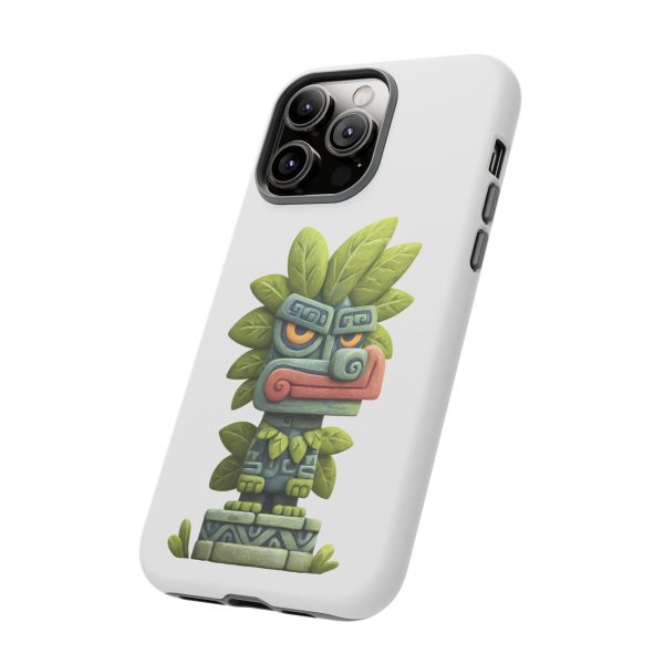Mythical Stone Statue with Leaf Details Tropical Totem iPhone Case - Image 54