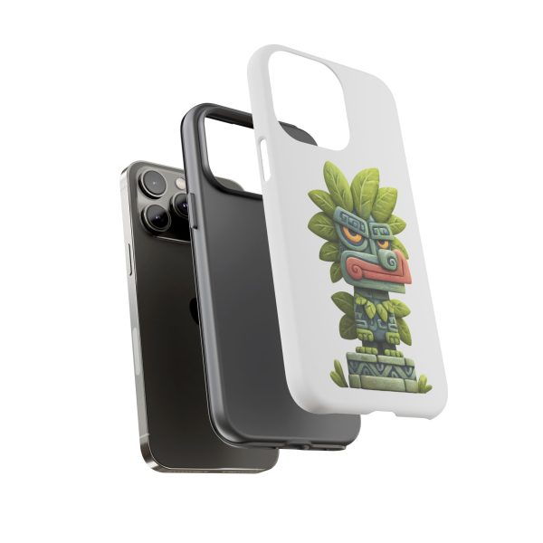 Mythical Stone Statue with Leaf Details Tropical Totem iPhone Case - Image 55