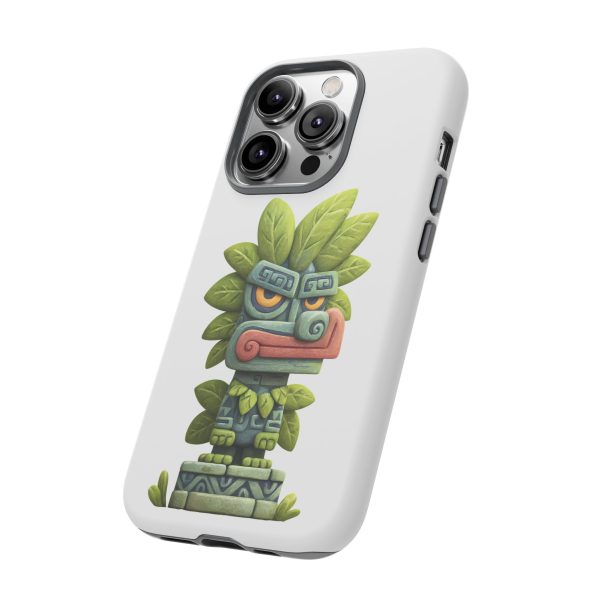 Mythical Stone Statue with Leaf Details Tropical Totem iPhone Case - Image 38
