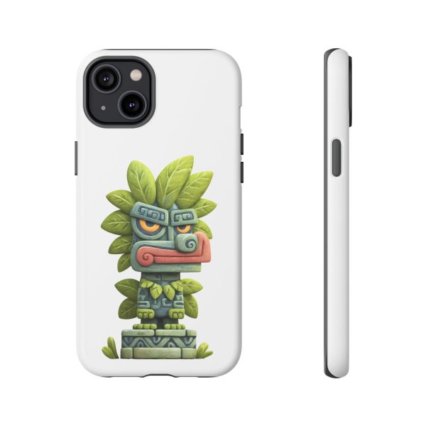 Mythical Stone Statue with Leaf Details Tropical Totem iPhone Case - Image 45