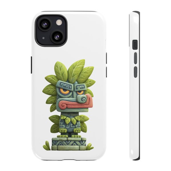 Mythical Stone Statue with Leaf Details Tropical Totem iPhone Case - Image 9