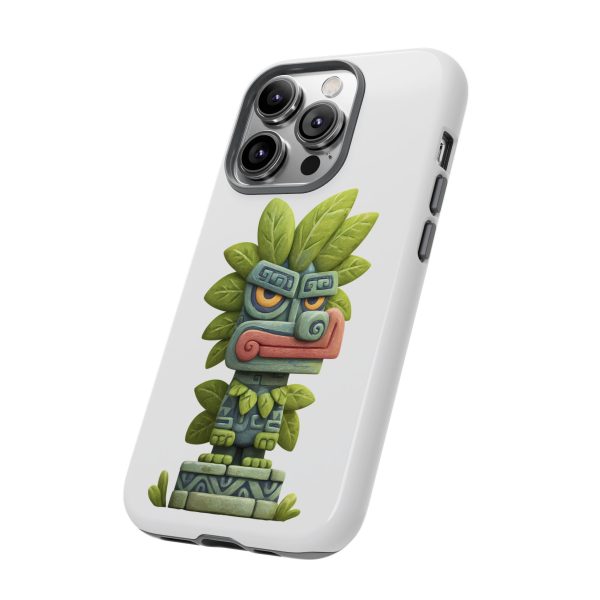 Mythical Stone Statue with Leaf Details Tropical Totem iPhone Case - Image 34
