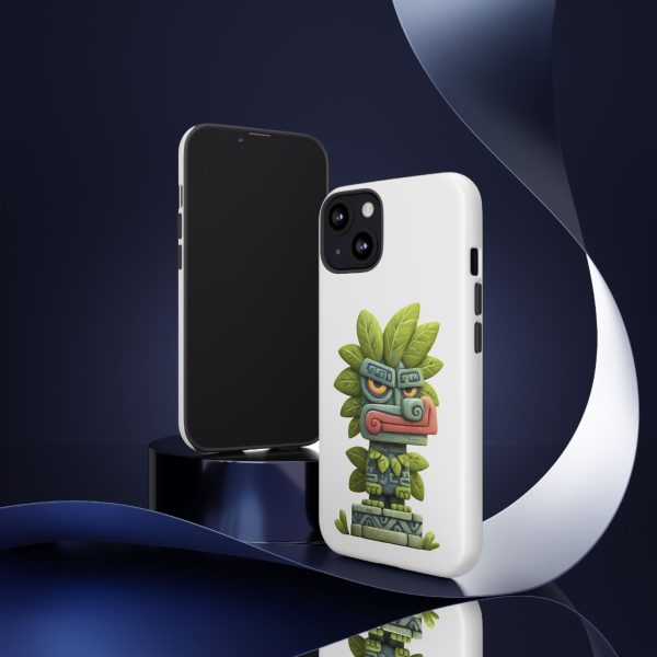 Mythical Stone Statue with Leaf Details Tropical Totem iPhone Case - Image 12