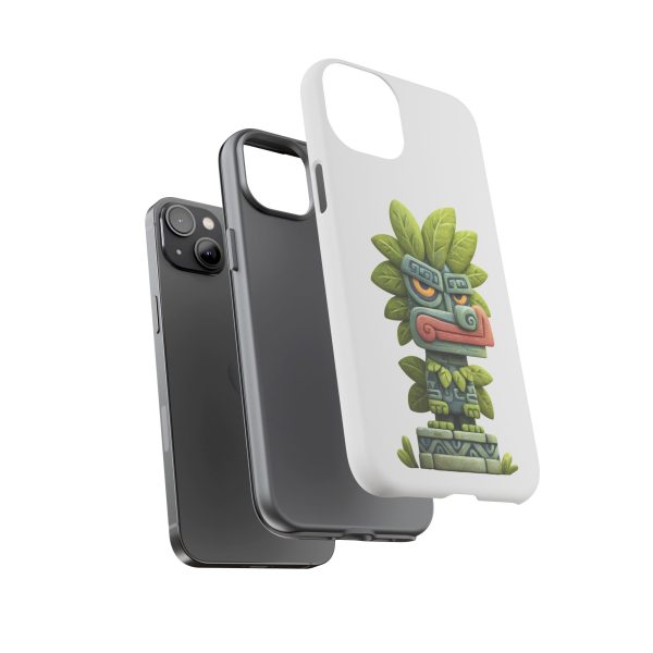 Mythical Stone Statue with Leaf Details Tropical Totem iPhone Case - Image 47