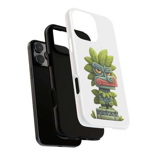 Mythical Stone Statue with Leaf Details Tropical Totem iPhone Case - Image 107
