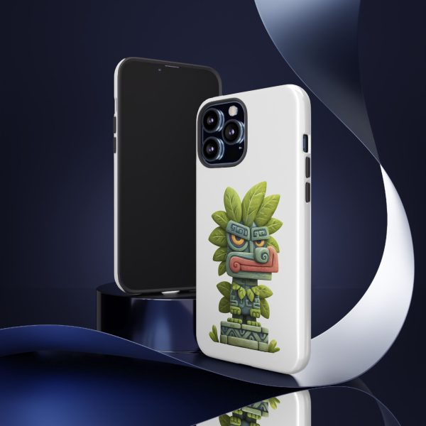 Mythical Stone Statue with Leaf Details Tropical Totem iPhone Case - Image 22