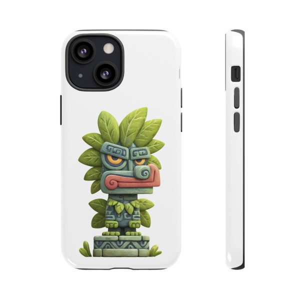 Mythical Stone Statue with Leaf Details Tropical Totem iPhone Case - Image 13