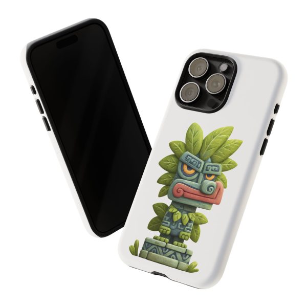 Mythical Stone Statue with Leaf Details Tropical Totem iPhone Case - Image 79