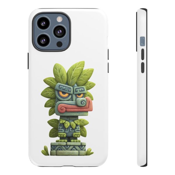 Mythical Stone Statue with Leaf Details Tropical Totem iPhone Case - Image 23