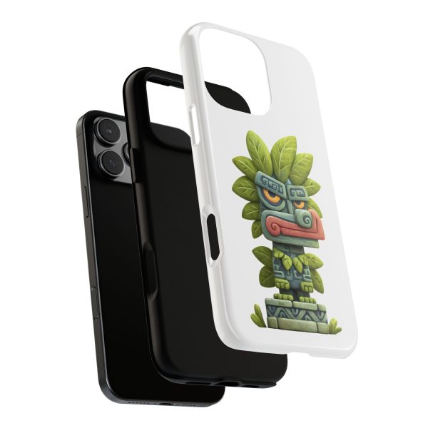 Mythical Stone Statue with Leaf Details Tropical Totem iPhone Case - Image 103