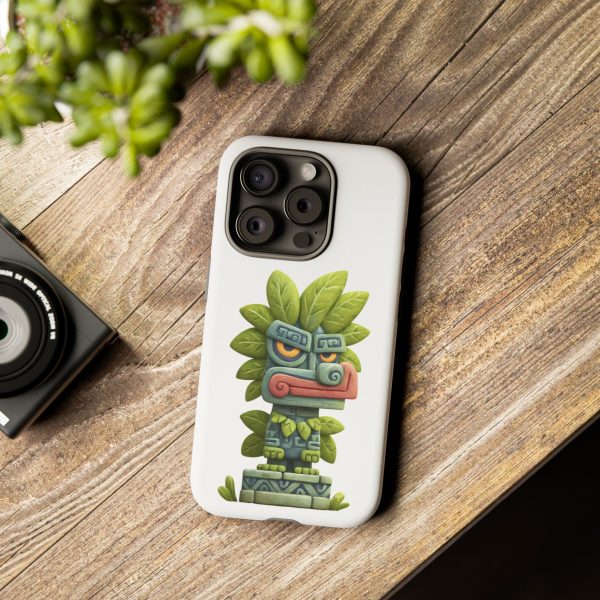 Mythical Stone Statue with Leaf Details Tropical Totem iPhone Case - Image 74