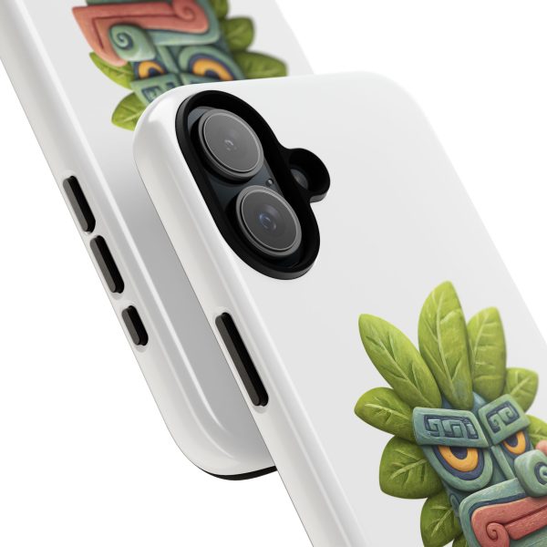 Mythical Stone Statue with Leaf Details Tropical Totem iPhone Case - Image 86