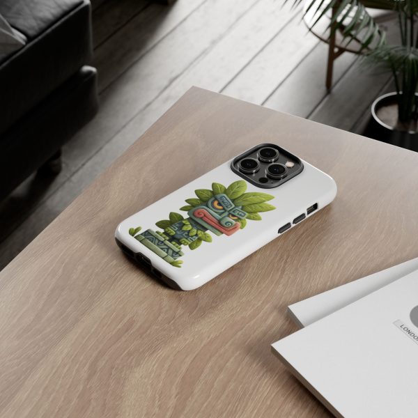 Mythical Stone Statue with Leaf Details Tropical Totem iPhone Case - Image 36