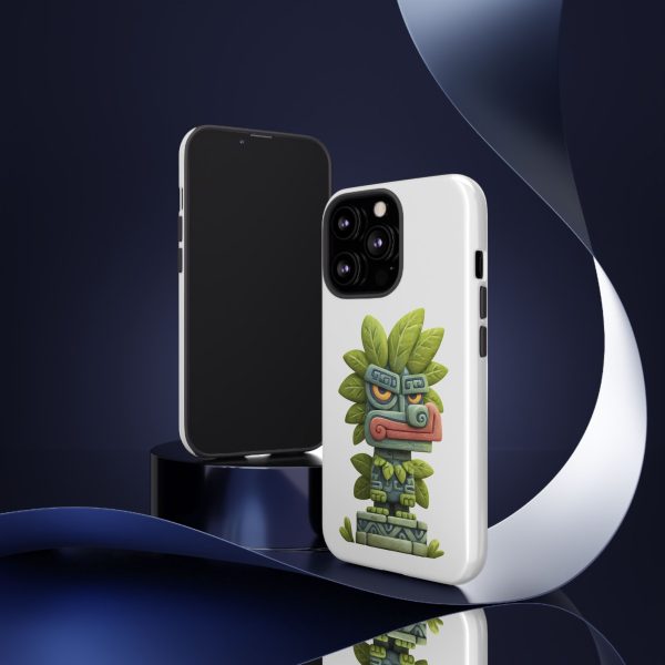 Mythical Stone Statue with Leaf Details Tropical Totem iPhone Case - Image 18