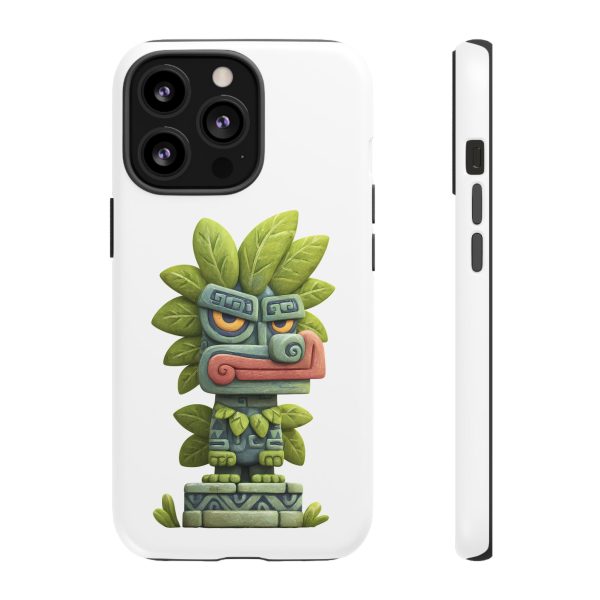 Mythical Stone Statue with Leaf Details Tropical Totem iPhone Case - Image 19