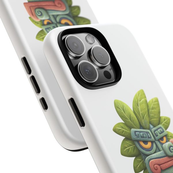 Mythical Stone Statue with Leaf Details Tropical Totem iPhone Case - Image 106