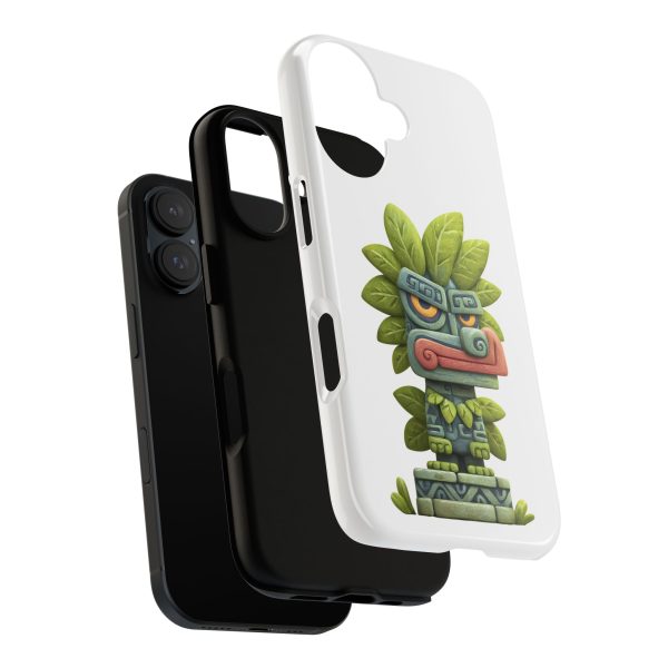 Mythical Stone Statue with Leaf Details Tropical Totem iPhone Case - Image 83