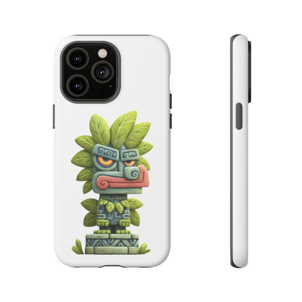Mythical Stone Statue with Leaf Details Tropical Totem iPhone Case - Image 53