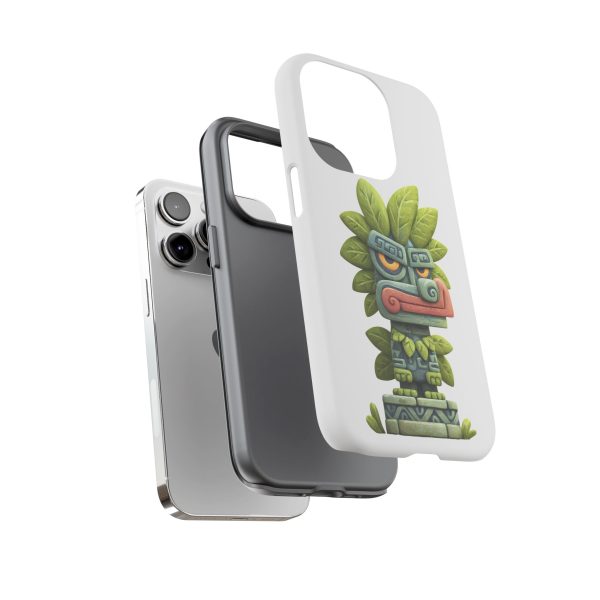 Mythical Stone Statue with Leaf Details Tropical Totem iPhone Case - Image 39