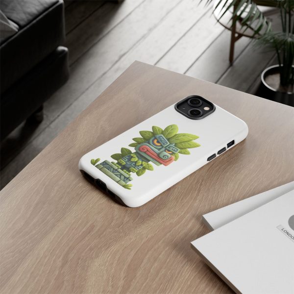 Mythical Stone Statue with Leaf Details Tropical Totem iPhone Case - Image 48