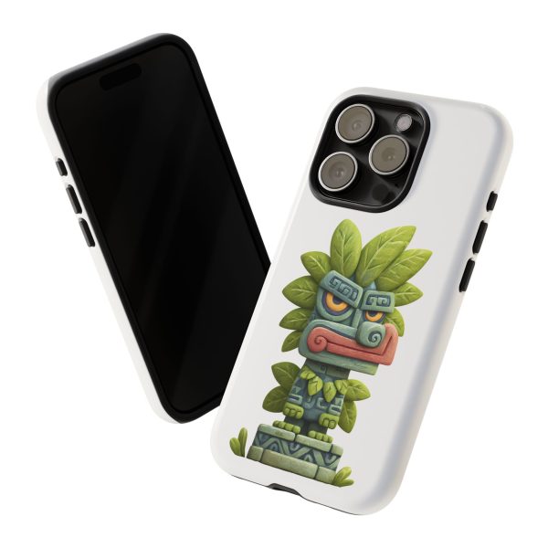 Mythical Stone Statue with Leaf Details Tropical Totem iPhone Case - Image 70