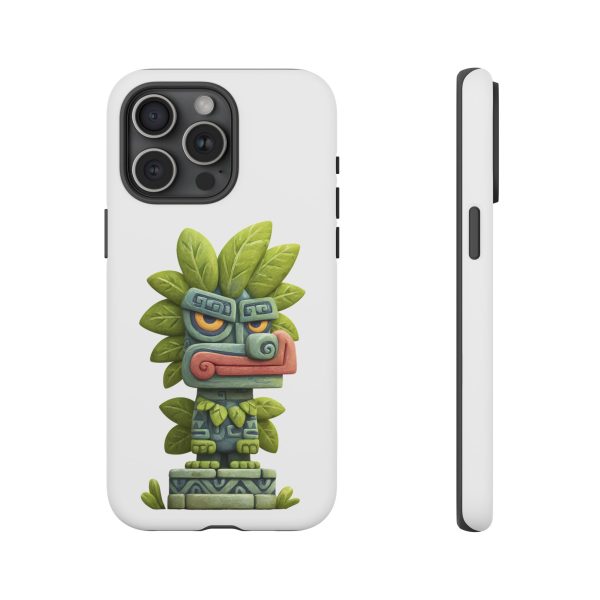 Mythical Stone Statue with Leaf Details Tropical Totem iPhone Case - Image 78