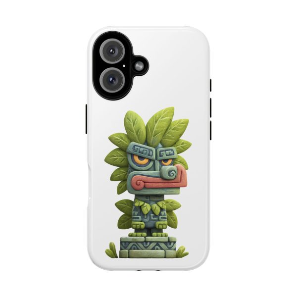 Mythical Stone Statue with Leaf Details Tropical Totem iPhone Case - Image 81