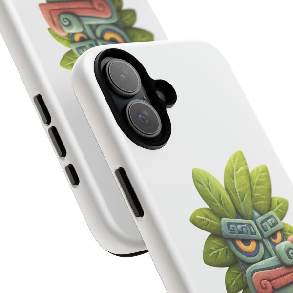 Mythical Stone Statue with Leaf Details Tropical Totem iPhone Case - Image 90