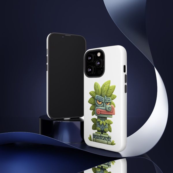 Mythical Stone Statue with Leaf Details Tropical Totem iPhone Case - Image 20