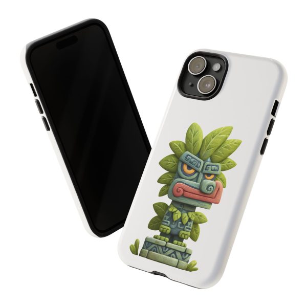 Mythical Stone Statue with Leaf Details Tropical Totem iPhone Case - Image 64