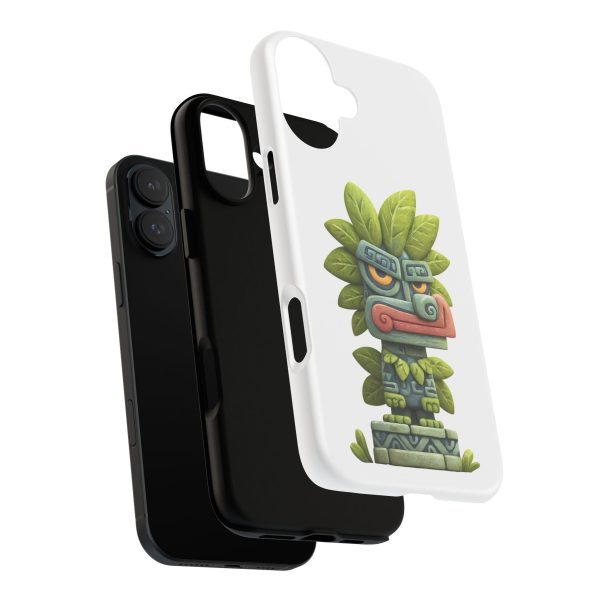 Mythical Stone Statue with Leaf Details Tropical Totem iPhone Case - Image 91