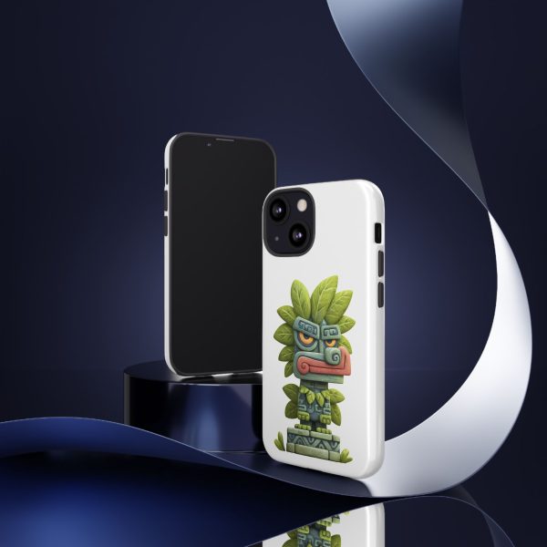Mythical Stone Statue with Leaf Details Tropical Totem iPhone Case - Image 14