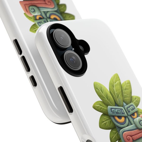Mythical Stone Statue with Leaf Details Tropical Totem iPhone Case - Image 82