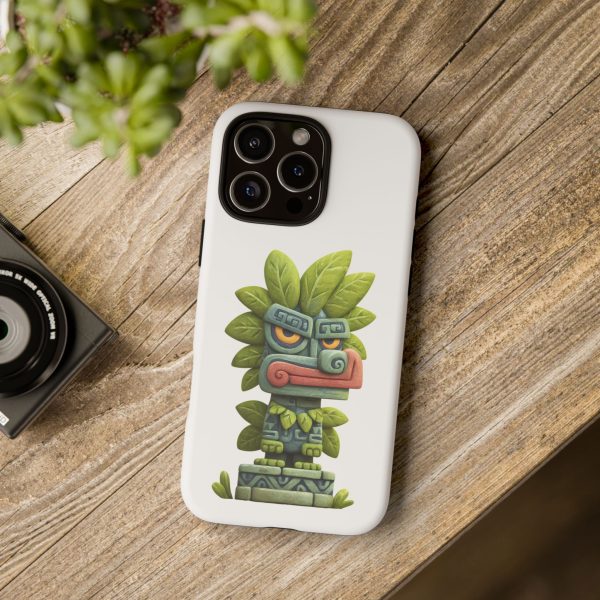 Mythical Stone Statue with Leaf Details Tropical Totem iPhone Case - Image 108