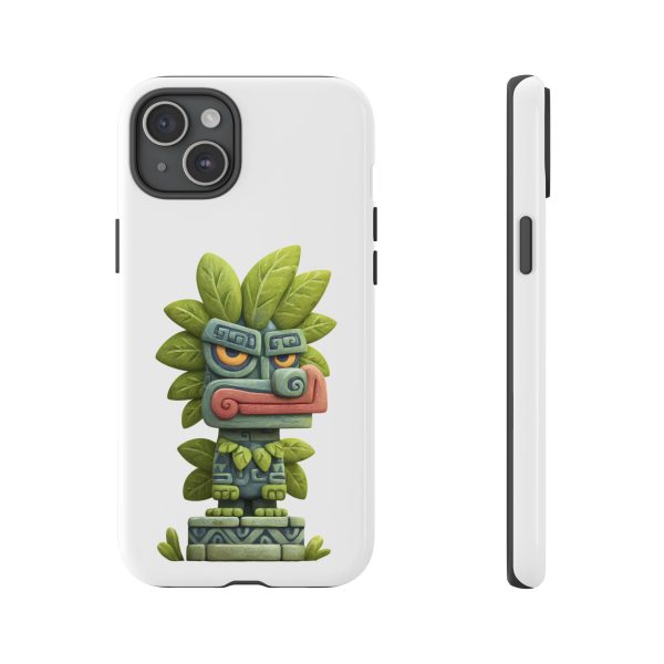 Mythical Stone Statue with Leaf Details Tropical Totem iPhone Case - Image 63