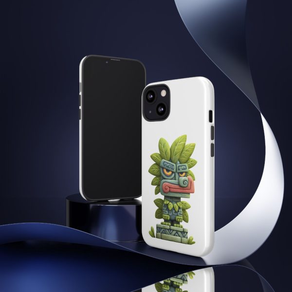 Mythical Stone Statue with Leaf Details Tropical Totem iPhone Case - Image 10