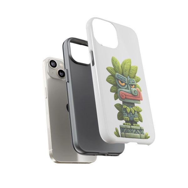 Mythical Stone Statue with Leaf Details Tropical Totem iPhone Case - Image 27