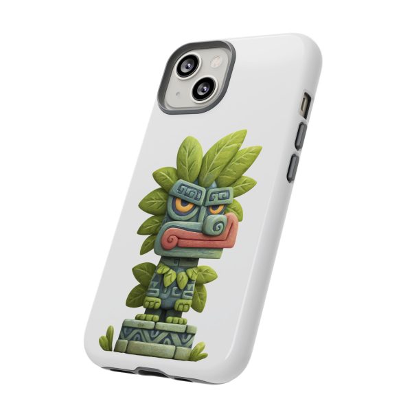Mythical Stone Statue with Leaf Details Tropical Totem iPhone Case - Image 26