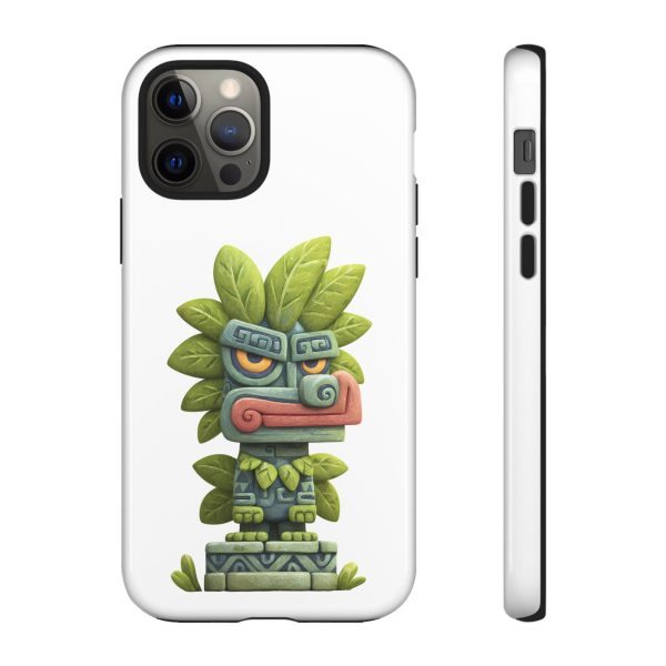 Mythical Stone Statue with Leaf Details Tropical Totem iPhone Case - Image 5