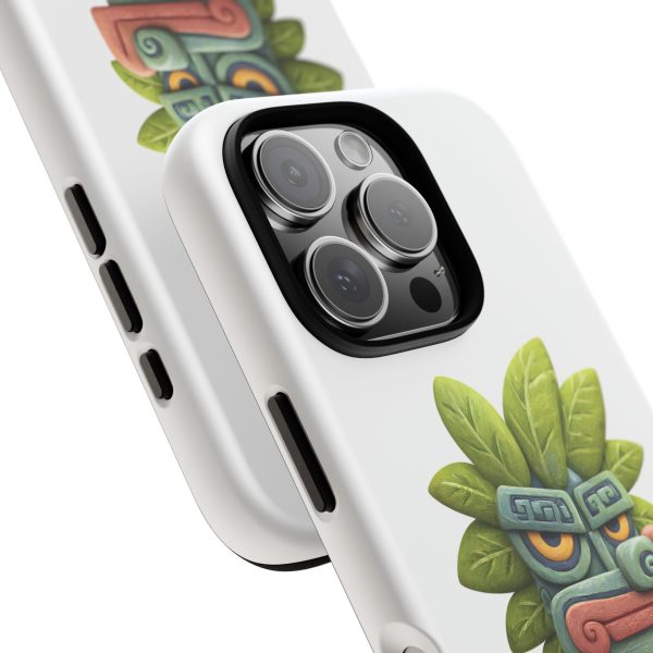 Mythical Stone Statue with Leaf Details Tropical Totem iPhone Case - Image 98