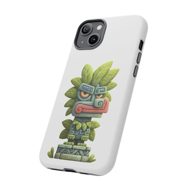Mythical Stone Statue with Leaf Details Tropical Totem iPhone Case - Image 46