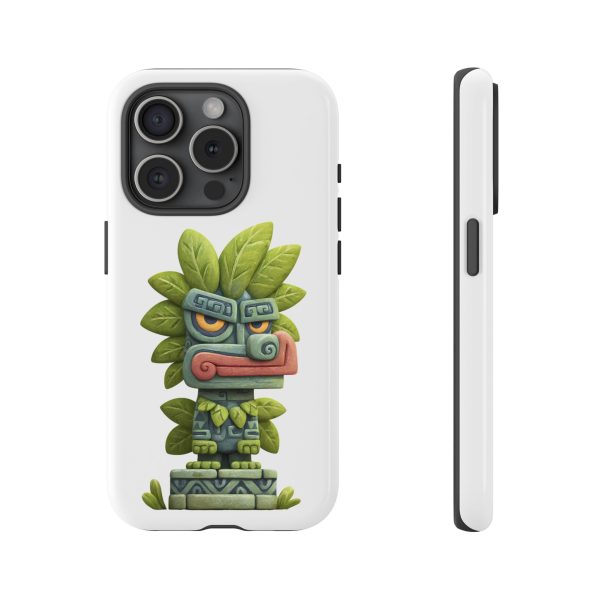 Mythical Stone Statue with Leaf Details Tropical Totem iPhone Case - Image 69